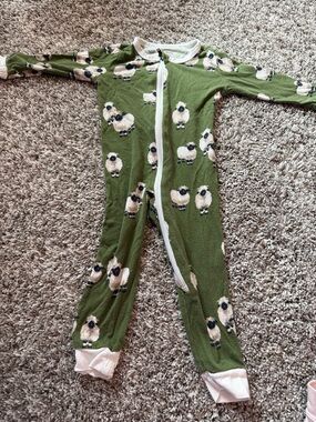 Milk Barn Green Sheep Print One-Piece Zippy